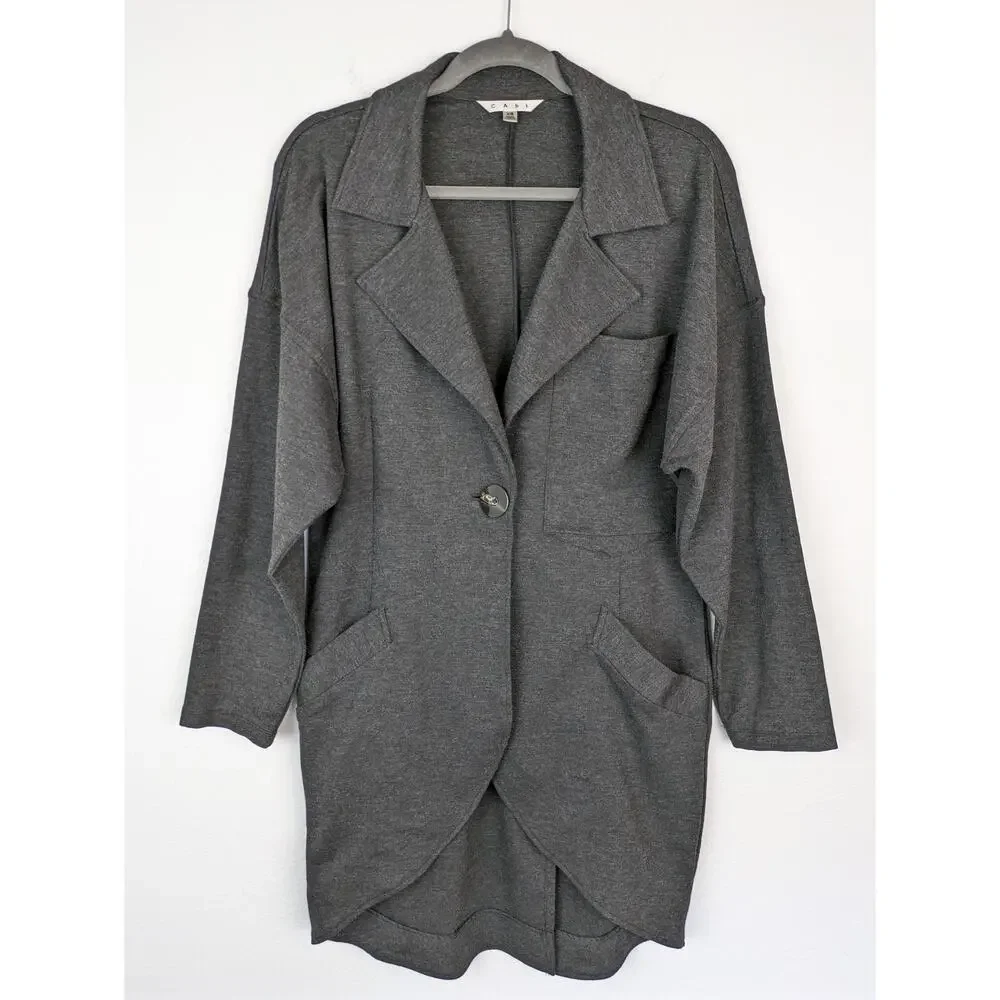 Cabi Coat Lisbon Topper Ponte Classic Neutral Minimalist Gray #994 Size XS